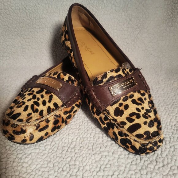 Coach Fredrica Leopard Print Slip-On Driving Loafer Flats - Picture 5 of 11